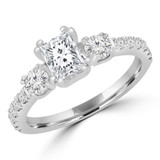 1 1/6 CTW Princess Diamond Three-Stone Engagement Ring in 14K White Gold with Accents (MD240208)