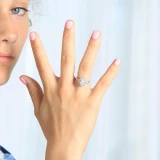 1 2/5 CTW Oval Diamond Cathedral Double Oval Halo Engagement Ring in 14K White Gold (MD240214)