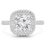 9/10 CTW Round Diamond Double Cushion Halo Engagement Ring in 14K White Gold (MD240215)