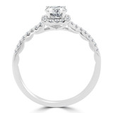 1/2 CTW Round Diamond Cushion Halo Engagement Ring in 14K White Gold (MD240217)