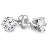 1/4 CTW Round Diamond 6-Prong Stud Earrings in 14K White Gold (MD240237)