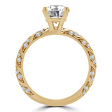 1 1/10 CTW Round Diamond Braided Solitaire with Accents Engagement Ring in 18K Yellow Gold (MD240247)