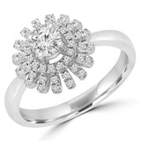 2/5 CTW Round Diamond Floral Halo Engagement Ring in 14K White Gold (MD240250)