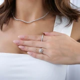 2/5 CTW Round Diamond Floral Halo Engagement Ring in 14K White Gold (MD240250)