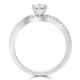 1/2 CTW Round Diamond Bypass Solitaire with Accents Engagement Ring in 14K White Gold (MD240251)