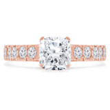 1 1/6 CTW Cushion Diamond Tapered Solitaire with Accents Engagement Ring in 14K Rose Gold (MD240252)