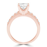 1 1/6 CTW Cushion Diamond Tapered Solitaire with Accents Engagement Ring in 14K Rose Gold (MD240252)