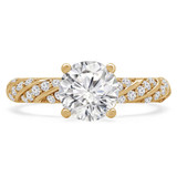 1 1/2 CTW Round Lab Created Diamond  Twisted Solitaire with Accents Engagement Ring in 14K Yellow Gold (MD240253)