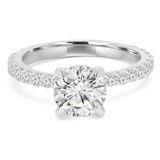 2 1/2 CTW Round Lab Created Diamond  Tapered Hidden Halo Solitaire with Accents Engagement Ring in 14K White Gold (MD240254)