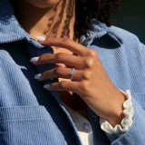 2 1/20 CTW Round Lab Created Diamond  Tapered  Solitaire with Accents Engagement Ring in 14K White Gold (MD240255)