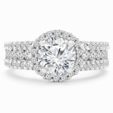 1 4/5 CTW Round Lab Created Diamond  Three-row Halo Engagement Ring in 14K White Gold (MD240260)