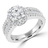 1 4/5 CTW Round Lab Created Diamond  Three-row Halo Engagement Ring in 14K White Gold (MD240260)