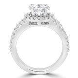 1 4/5 CTW Round Lab Created Diamond  Three-row Halo Engagement Ring in 14K White Gold (MD240260)