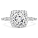 1 2/3 CTW Round Lab Created Diamond  Cushion Halo Engagement Ring in 14K White Gold with Accents (MD240275)