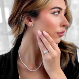 1 1/2 CTW Round Lab Created Diamond  Shared-prong Solitaire with Accents Engagement Ring in 14K White Gold (MD240287)