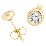 3/5 CTW Round Diamond Bezel Set Stud Earrings in 14K Yellow Gold (MD240308)
