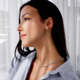 2/5 CTW Princess Black Diamond Bezel Set Halo Stud Earrings in 14K Yellow Gold (MD240310)