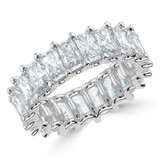 6 2/5 CTW Radiant Lab Created Diamond  Full Eternity Anniversary Wedding Band Ring in 14K White Gold *Size 6.5 Only* (MD240313)