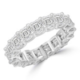 6 3/5 CTW Asscher Lab Created Diamond  Full Eternity Anniversary Wedding Band Ring in 14K White Gold *Size 7 Only* (MD240320)