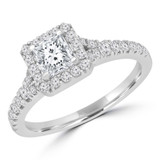 1 1/20 CTW Princess Diamond Princess Halo Engagement Ring in 14K White Gold (MD240419)