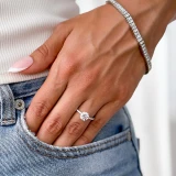1 1/3 CTW Round Diamond Shared Prong Solitaire with Accents Engagement Ring in Platinum White Platinum (MD240422)