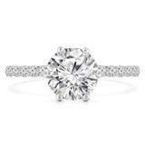 1 1/3 CTW Round Diamond Shared Prong Solitaire with Accents Engagement Ring in Platinum White Platinum (MD240422)