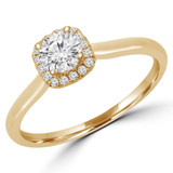 1/3 CTW Round Diamond Cushion Halo Engagement Ring in 14K Yellow Gold (MD240431)
