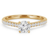 5/8 CTW Round Diamond Solitaire with Accents Engagement Ring in 14K Yellow Gold (MD240435)