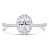 3/5 CTW Oval Diamond Oval Halo Engagement Ring in 14K White Gold (MD240438)