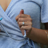 1 1/3 CTW Round Lab Created Diamond  Vintage Two-row Floral Halo Engagement Ring in 14K White Gold with Accents (MD240448)