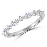 3/5 CTW Marquise Lab Created Diamond  Alternating Round Lab Created Diamond Shared Prong Semi-Eternity Anniversary Wedding Band Ring in 14K White Gold (MD240454)