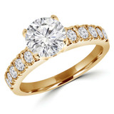1 1/2 CTW Round Lab Created Diamond  Solitaire with Accents Engagement Ring in 14K Yellow Gold (MD240458)