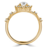7/8 CTW Round Lab Created Diamond  Floral Halo Engagement Ring in 14K Yellow Gold with Accents (MD240466)