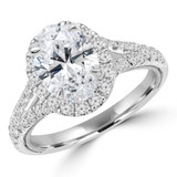 2 5/8 CTW Oval Lab Created Diamond  Split-shank Halo Engagement Ring in 18K White Gold (MD250003)