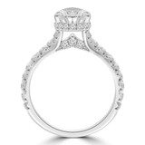 2 7/8 CTW Pear Lab Created Diamond  Cathedral Pear Halo Engagement Ring in 18K White Gold with Accents (MD250005)