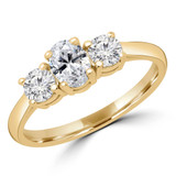 1 1/3 CTW Oval Lab Created Diamond  Three-Stone Engagement Ring in 14K Yellow Gold (MD250016)
