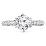 1 9/10 CTW Round Lab Created Diamond  Tappered 6-Prong Solitaire with Accents Engagement Ring in 14K White Gold (MD250021)