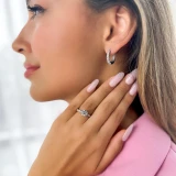 1 9/10 CTW Round Lab Created Diamond  Tappered 6-Prong Solitaire with Accents Engagement Ring in 14K White Gold (MD250021)