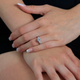 1 1/5 CTW Round Lab Created Diamond  Tappered Three-Stone Engagement Ring in 14K White Gold with Accents (MD250026)