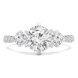 2 CTW Round Lab Created Diamond  Tappered Three-Stone Engagement Ring in 14K White Gold with Accents (MD250028)