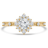7/8 CTW Round Diamond Floral Halo Engagement Ring in 14K Yellow Gold (MD250031)