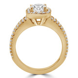 1 1/2 CTW Round Diamond Split-shank Cushion Halo Engagement Ring in 14K Yellow Gold with Accents (MD250032)