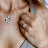 1 3/5 CTW Cushion Diamond Cathedral Cushion Halo Engagement Ring in 14K White Gold with Accents (MD250033)