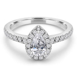 2/3 CTW Pear Diamond Open bridge Pear Halo Engagement Ring in 14K White Gold with Accents (MD250037)