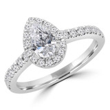 2/3 CTW Pear Diamond Open bridge Pear Halo Engagement Ring in 14K White Gold with Accents (MD250037)