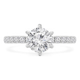 1 1/4 CTW Round Diamond 6-Prong Solitaire with Accents Engagement Ring in 14K White Gold (MD250039)