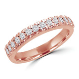 1/4 CTW Round Lab Created Diamond  Semi-Eternity Anniversary Wedding Band Ring in 14K Rose Gold (MD250046)