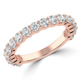 1 1/8 CTW Round Lab Created Diamond  3/4 Way Shared Prong Semi-Eternity Anniversary Wedding Band Ring in 14K Rose Gold (MD250047)