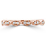 1/8 CTW Round Lab Created Diamond  Vintage Twisted Semi-Eternity Anniversary Wedding Band Ring in 14K Rose Gold (MD250048)