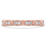 1/8 CTW Round Lab Created Diamond  Vintage Twisted Semi-Eternity Anniversary Wedding Band Ring in 14K Rose Gold (MD250048)